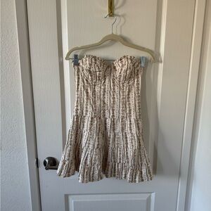 LoveShackFancy Strapless Cream Floral Dress